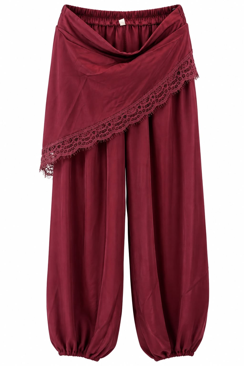 Pantalón detalle encaje Burdeos