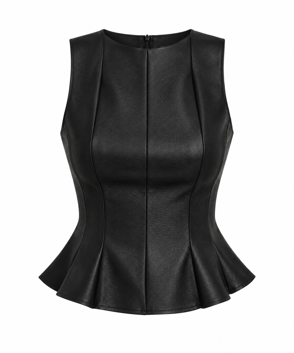 Camiseta Polipiel volante negra