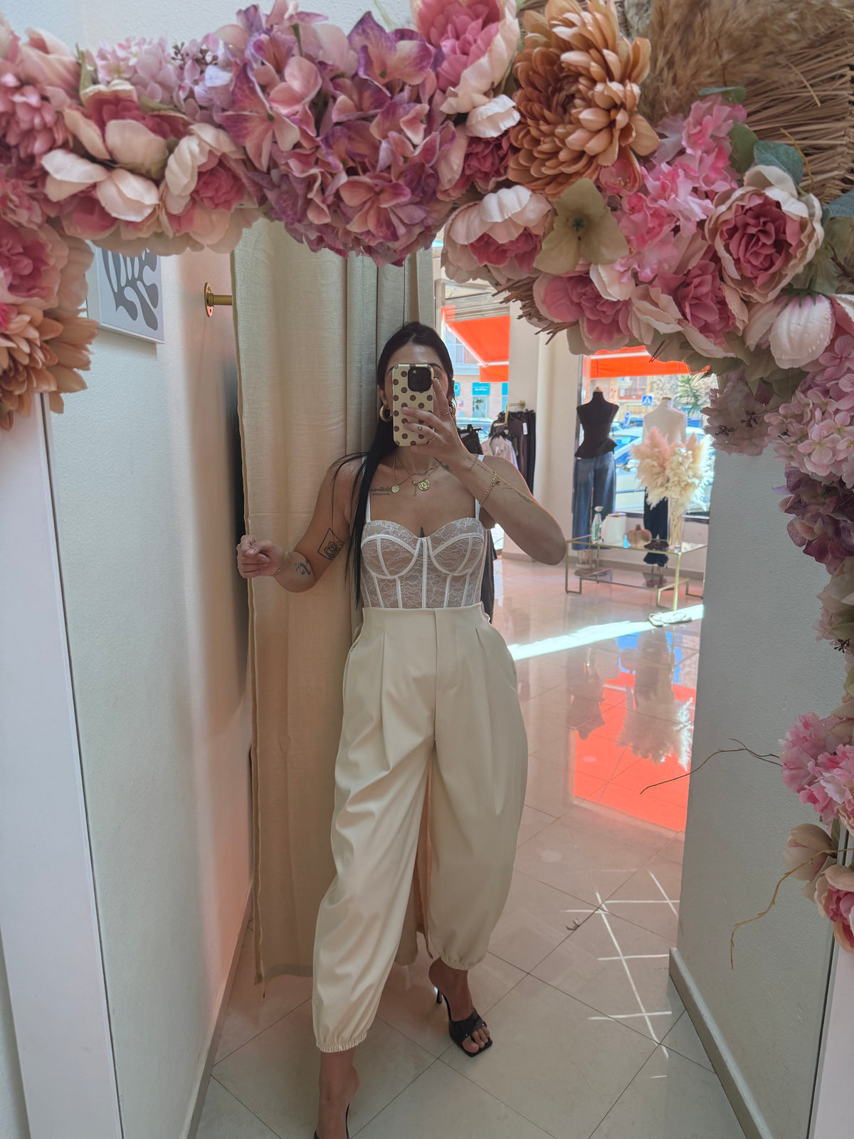 Pantalón Balloon Leather beis